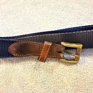 Vintage Orvis Nylon Leather Belt Blue 1.5" Wide 35-38" Preppy Grunge Distressed
